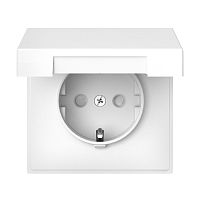 Розетка с заземлением без рамки Systeme Electric ArtGallery  1-м. крышка шторки белый картинка